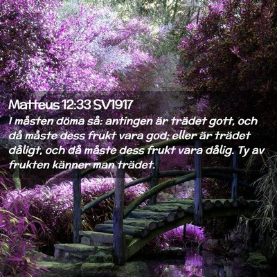 Picture 02 - Matteus 12:33 SV1917 - I måsten döma så: antingen är trädet gott, - Bible Verse Picture