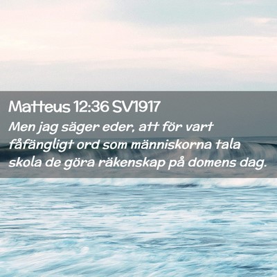 Picture 02 - Matteus 12:36 SV1917 - Men jag säger eder, att för vart fåfängligt - Bible Verse Picture