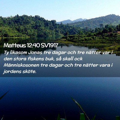 Picture 02 - Matteus 12:40 SV1917 - Ty likasom Jonas tre dagar och tre nätter var i - Bible Verse Picture