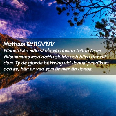 Picture 02 - Matteus 12:41 SV1917 - Ninevitiska män skola vid domen träda fram - Bible Verse Picture