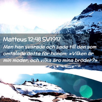Picture 02 - Matteus 12:48 SV1917 - Men han svarade och sade till den som omtalade - Bible Verse Picture
