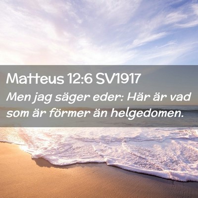 Picture 02 - Matteus 12:6 SV1917 - Men jag säger eder: Här är vad som är förmer - Bible Verse Picture