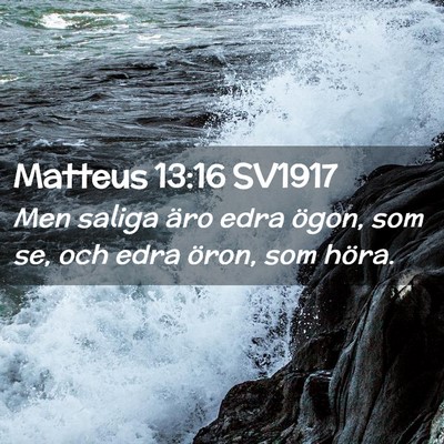 Picture 02 - Matteus 13:16 SV1917 - Men saliga äro edra ögon, som se, och edra - Bible Verse Picture