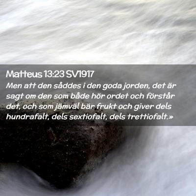 Picture 02 - Matteus 13:23 SV1917 - Men att den såddes i den goda jorden, det är - Bible Verse Picture