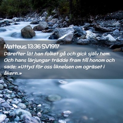 Picture 02 - Matteus 13:36 SV1917 - Därefter lät han folket gå och gick själv - Bible Verse Picture