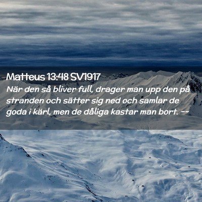 Picture 02 - Matteus 13:48 SV1917 - När den så bliver full, drager man upp den på - Bible Verse Picture