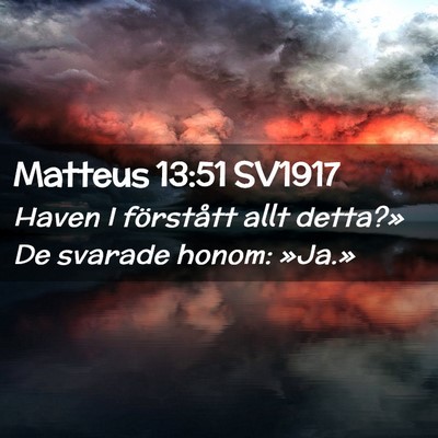 Picture 02 - Matteus 13:51 SV1917 - Haven I förstått allt detta?» De svarade - Bible Verse Picture