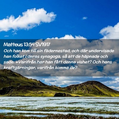Picture 02 - Matteus 13:54 SV1917 - Och han kom till sin fädernestad, och där - Bible Verse Picture