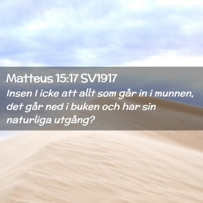 Picture 02 - Matteus 15:17 SV1917 - Insen I icke att allt som går in i munnen, det - Bible Verse Picture