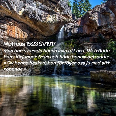 Picture 02 - Matteus 15:23 SV1917 - Men han svarade henne icke ett ord. Då trädde - Bible Verse Picture