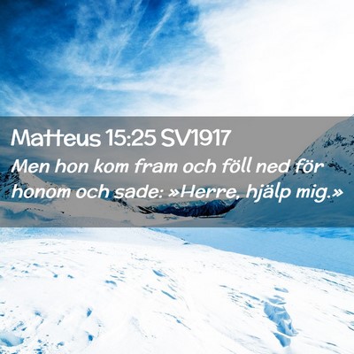 Picture 02 - Matteus 15:25 SV1917 - Men hon kom fram och föll ned för honom och - Bible Verse Picture