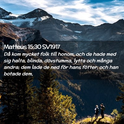 Picture 02 - Matteus 15:30 SV1917 - Då kom mycket folk till honom, och de hade med - Bible Verse Picture