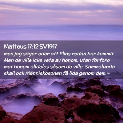 Picture 02 - Matteus 17:12 SV1917 - men jag säger eder att Elias redan har kommit. - Bible Verse Picture
