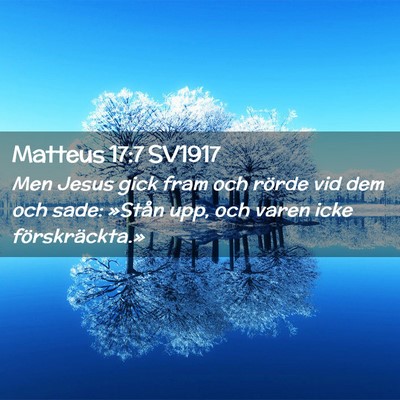 Picture 02 - Matteus 17:7 SV1917 - Men Jesus gick fram och rörde vid dem och sade: - Bible Verse Picture