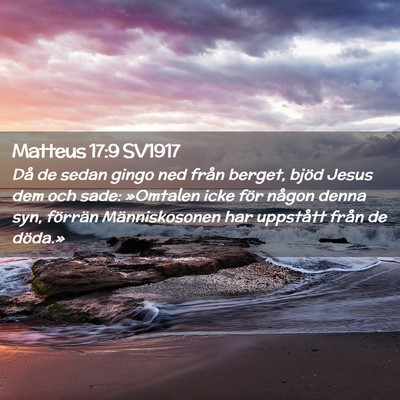 Picture 02 - Matteus 17:9 SV1917 - Då de sedan gingo ned från berget, bjöd Jesus - Bible Verse Picture