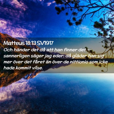Picture 02 - Matteus 18:13 SV1917 - Och händer det då att han finner det -- - Bible Verse Picture