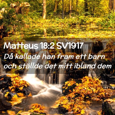 Picture 02 - Matteus 18:2 SV1917 - Då kallade han fram ett barn och ställde det - Bible Verse Picture