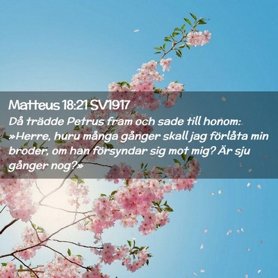 Picture 02 - Matteus 18:21 SV1917 - Då trädde Petrus fram och sade till honom: - Bible Verse Picture