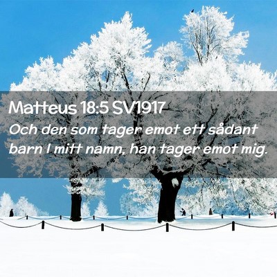 Picture 02 - Matteus 18:5 SV1917 - Och den som tager emot ett sådant barn I mitt - Bible Verse Picture