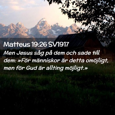 Picture 02 - Matteus 19:26 SV1917 - Men Jesus såg på dem och sade till dem: »För - Bible Verse Picture