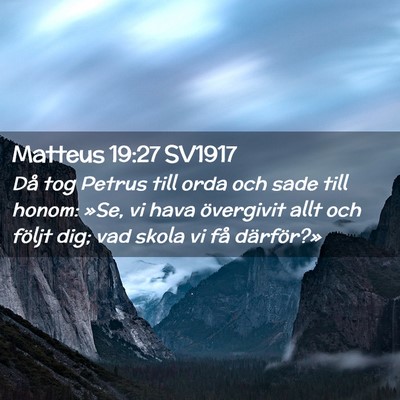 Picture 02 - Matteus 19:27 SV1917 - Då tog Petrus till orda och sade till honom: - Bible Verse Picture