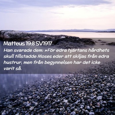 Picture 02 - Matteus 19:8 SV1917 - Han svarade dem: »För edra hjärtans hårdhets - Bible Verse Picture
