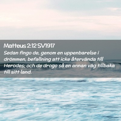 Picture 02 - Matteus 2:12 SV1917 - Sedan fingo de, genom en uppenbarelse i drömmen, - Bible Verse Picture