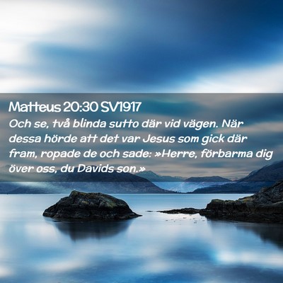 Picture 02 - Matteus 20:30 SV1917 - Och se, två blinda sutto där vid vägen. När - Bible Verse Picture
