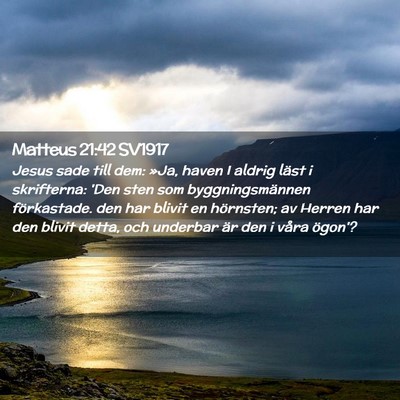 Picture 02 - Matteus 21:42 SV1917 - Jesus sade till dem: »Ja, haven I aldrig läst i - Bible Verse Picture