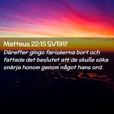 Picture 02 - Matteus 22:15 SV1917 - Därefter gingo fariséerna bort och fattade det - Bible Verse Picture