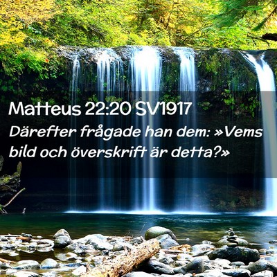 Picture 02 - Matteus 22:20 SV1917 - Därefter frågade han dem: »Vems bild och - Bible Verse Picture