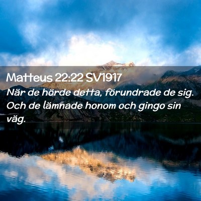 Picture 02 - Matteus 22:22 SV1917 - När de hörde detta, förundrade de sig. Och de - Bible Verse Picture
