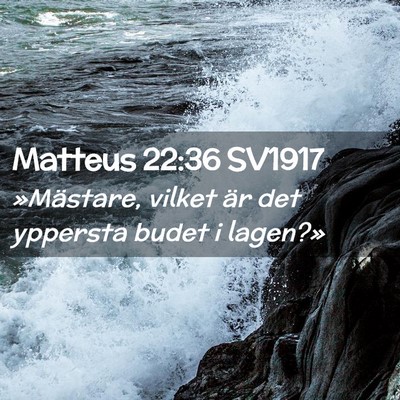 Picture 02 - Matteus 22:36 SV1917 - »Mästare, vilket är det yppersta budet i - Bible Verse Picture