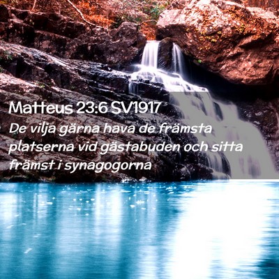 Picture 02 - Matteus 23:6 SV1917 - De vilja gärna hava de främsta platserna vid - Bible Verse Picture