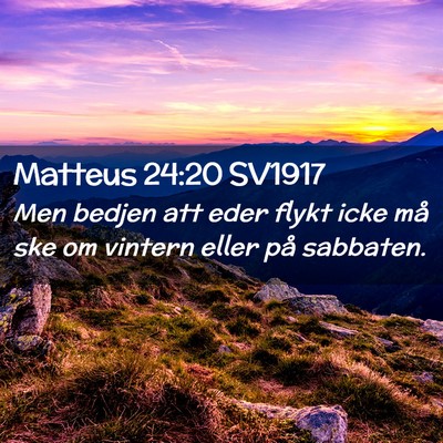 Picture 02 - Matteus 24:20 SV1917 - Men bedjen att eder flykt icke må ske om vintern - Bible Verse Picture