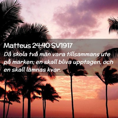 Picture 02 - Matteus 24:40 SV1917 - Då skola två män vara tillsammans ute på - Bible Verse Picture