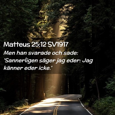 Picture 02 - Matteus 25:12 SV1917 - Men han svarade och sade: 'Sannerligen säger jag - Bible Verse Picture