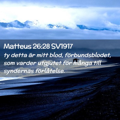 Picture 02 - Matteus 26:28 SV1917 - ty detta är mitt blod, förbundsblodet, som - Bible Verse Picture