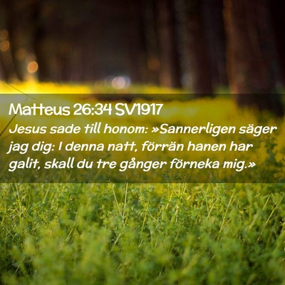 Picture 02 - Matteus 26:34 SV1917 - Jesus sade till honom: »Sannerligen säger jag - Bible Verse Picture