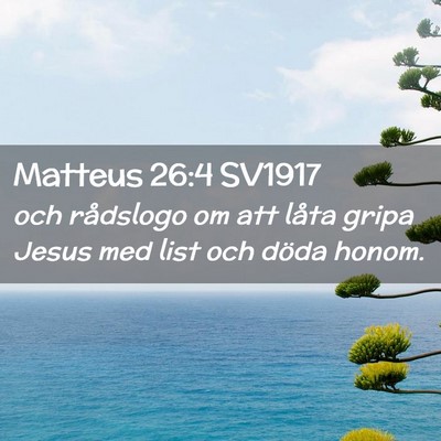 Picture 02 - Matteus 26:4 SV1917 - och rådslogo om att låta gripa Jesus med list - Bible Verse Picture