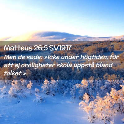 Picture 02 - Matteus 26:5 SV1917 - Men de sade: »Icke under högtiden, för att ej - Bible Verse Picture
