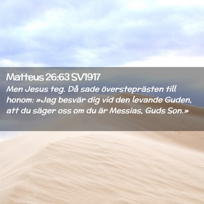 Picture 02 - Matteus 26:63 SV1917 - Men Jesus teg. Då sade översteprästen till - Bible Verse Picture