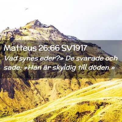 Picture 02 - Matteus 26:66 SV1917 - Vad synes eder?» De svarade och sade: »Han är - Bible Verse Picture