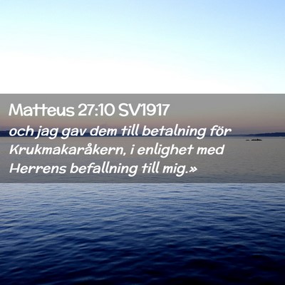 Picture 02 - Matteus 27:10 SV1917 - och jag gav dem till betalning för - Bible Verse Picture