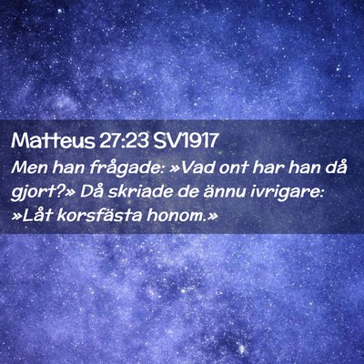 Picture 02 - Matteus 27:23 SV1917 - Men han frågade: »Vad ont har han då gjort?» - Bible Verse Picture