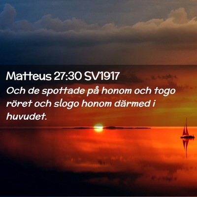 Picture 02 - Matteus 27:30 SV1917 - Och de spottade på honom och togo röret och - Bible Verse Picture