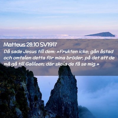 Picture 02 - Matteus 28:10 SV1917 - Då sade Jesus till dem: »Frukten icke; gån - Bible Verse Picture