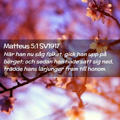 Picture 02 - Matteus 5:1 SV1917 - När han nu såg folket, gick han upp på berget; - Bible Verse Picture