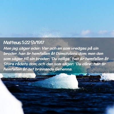 Picture 02 - Matteus 5:22 SV1917 - Men jag säger eder: Var och en som vredgas på - Bible Verse Picture