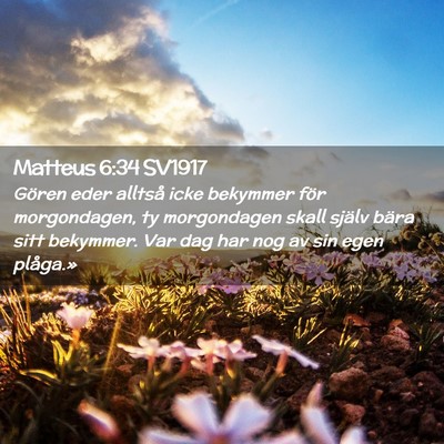 Picture 02 - Matteus 6:34 SV1917 - Gören eder alltså icke bekymmer för - Bible Verse Picture